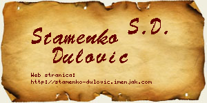 Stamenko Dulović vizit kartica
